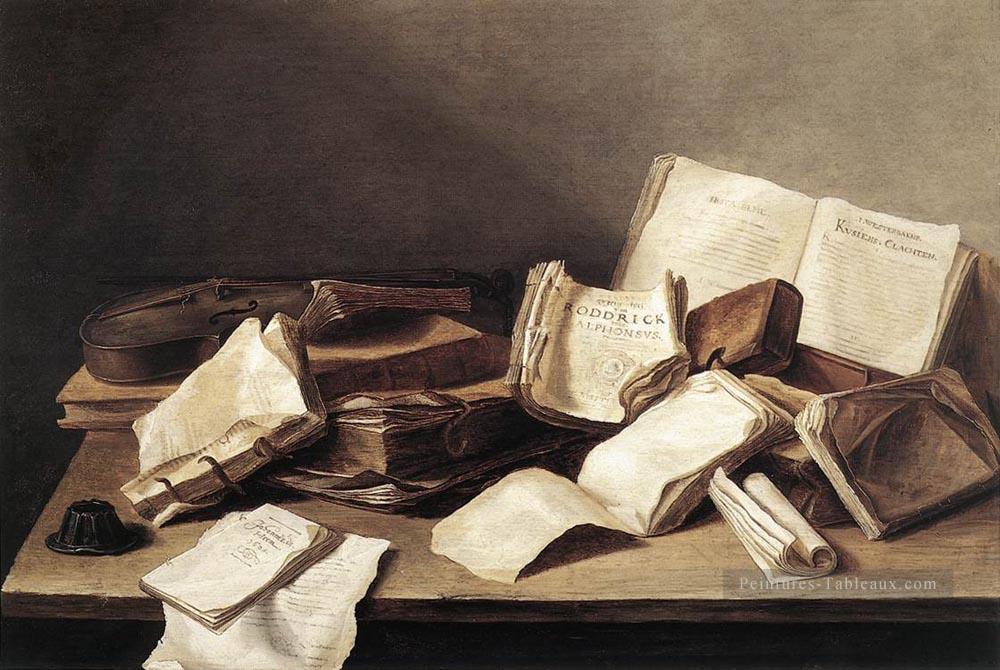 Nature morte des livres 1628 néerlandais Baroque Jan Davidsz de Heem Peintures à l'huile
